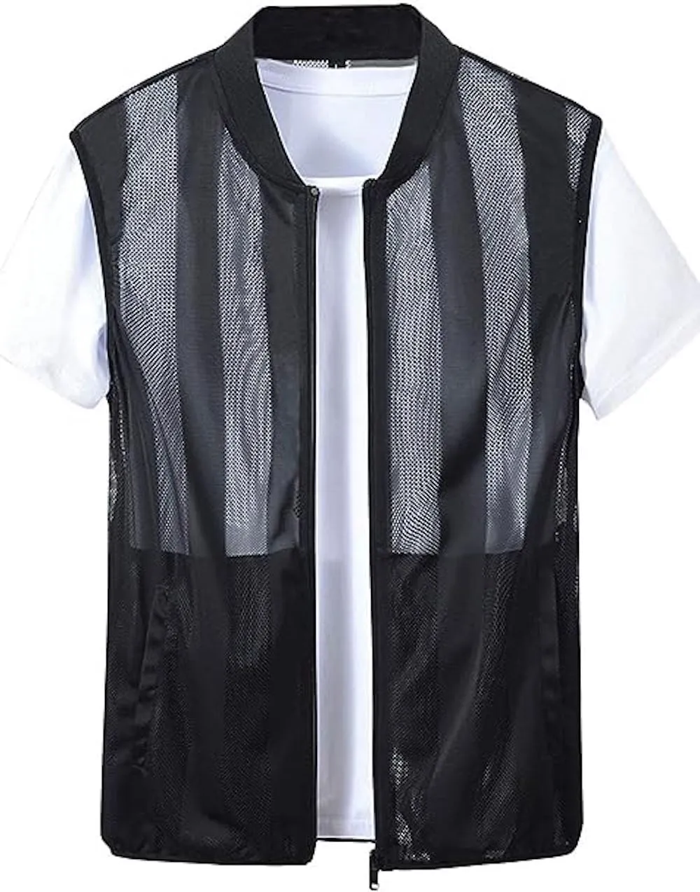 Men's Summer Vest Casual Lightweight Breathable Mesh Cycling Travel Zip Vest