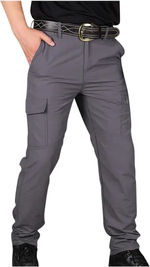 Men's Tactical Work Pants Stretch Wide Leg Loose Fit Quick-Dry Lightweight Casual Cargo Hiking Pants with Multi-Pockets