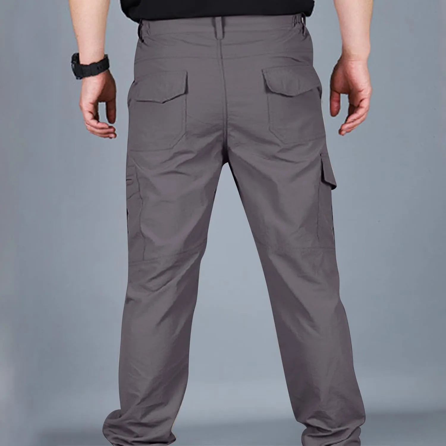 Men's Tactical Work Pants Stretch Wide Leg Loose Fit Quick-Dry Lightweight Casual Cargo Hiking Pants with Multi-Pockets