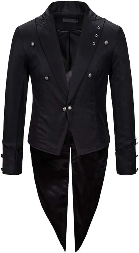 Mens Vintage Tuxedo Gothic Tailcoat Swallowtail Suit Jacket Party Show Tux Dress Coat Banquet Prom Blazer Jackets