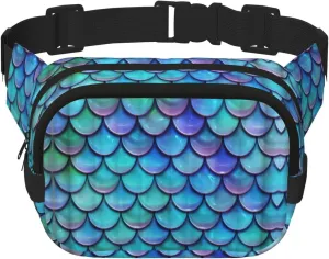 Mermaid Teal Fish Scale Fanny Pack Belt Bag For Women And Men, Fashionable Waist Pack For Traveling, Hiking
