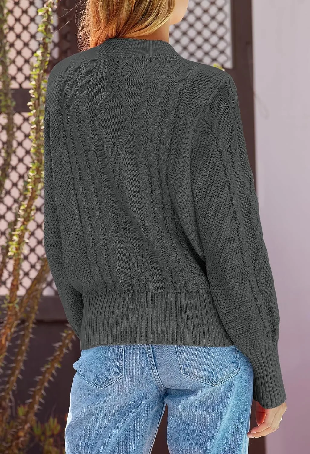 MEROKEETY Women's 2024 Fall Long Sleeve Sweater Cardigan Cable Knit Open Front Button Outwear Coats