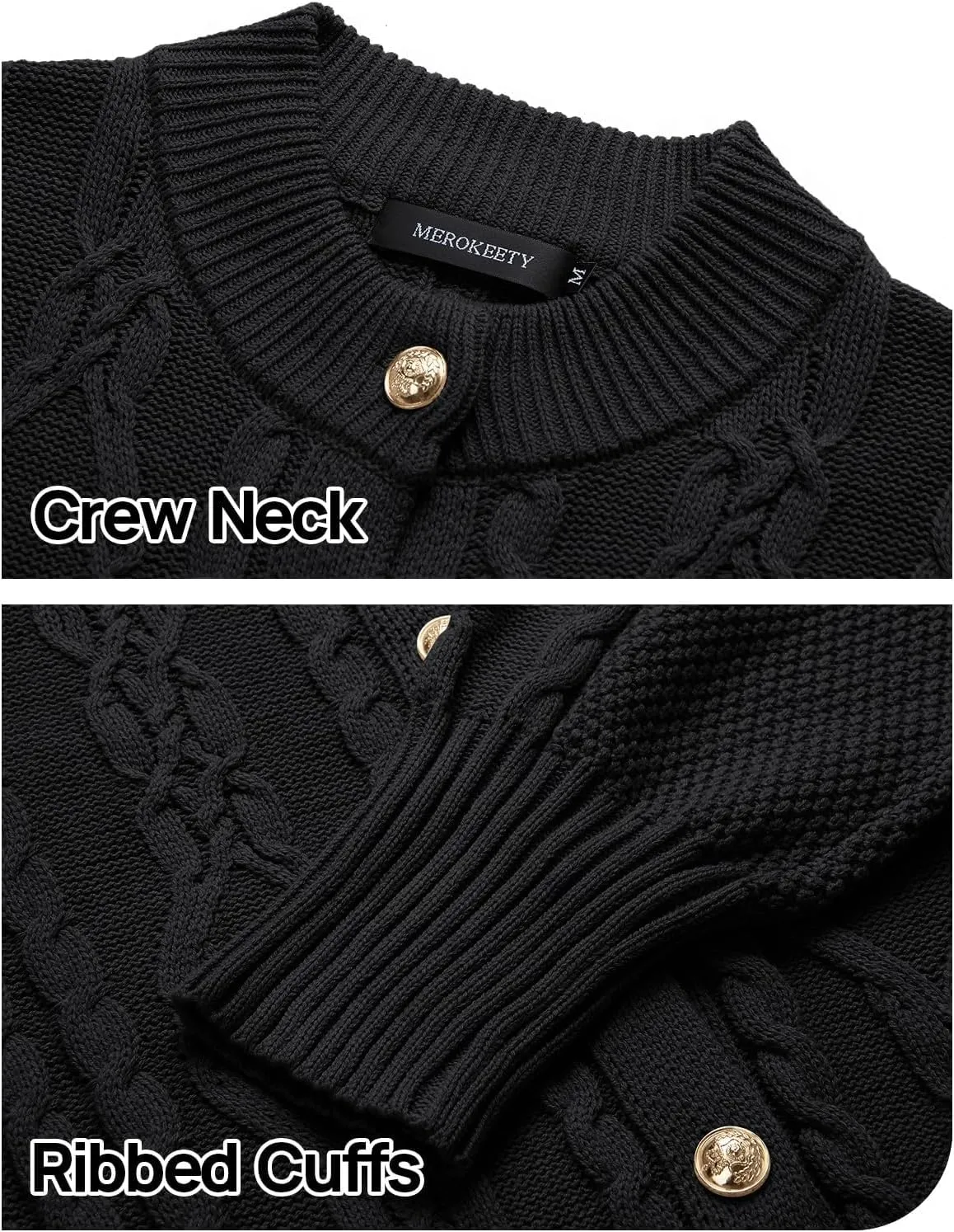 MEROKEETY Women's 2024 Fall Long Sleeve Sweater Cardigan Cable Knit Open Front Button Outwear Coats
