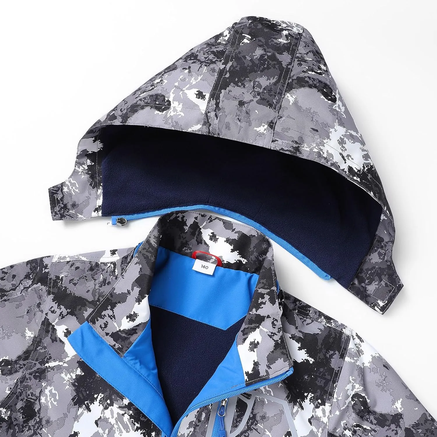 MGEOY Boys Girls Rain Jacket Lightweight Waterproof Hooded Fleece Lined Raincoat Windbreakers for Kids