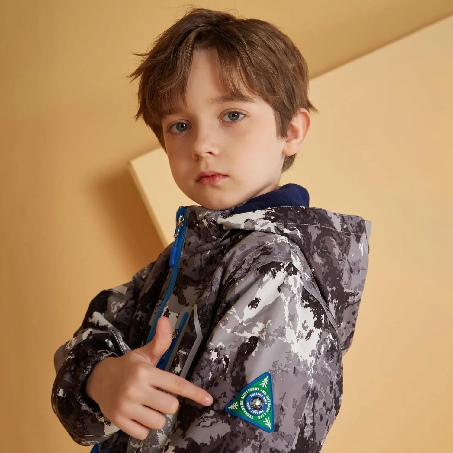 MGEOY Boys Girls Rain Jacket Lightweight Waterproof Hooded Fleece Lined Raincoat Windbreakers for Kids