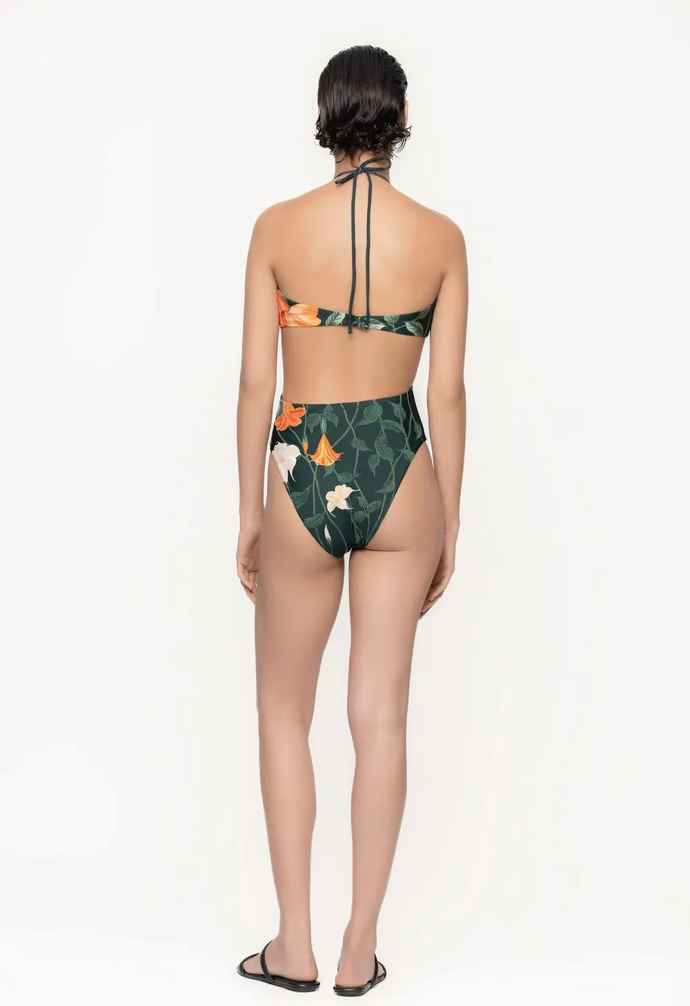 Mia - Moroccan Print Ruched Halter Neck One-Piece Swimsuit Set