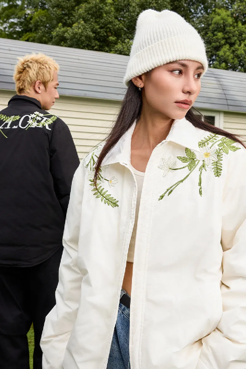 Minimalist Floral Embroidered Down Shirt