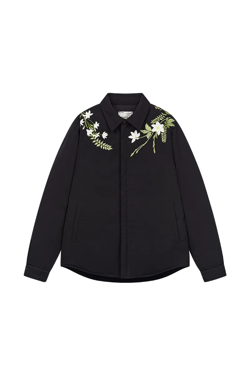 Minimalist Floral Embroidered Down Shirt