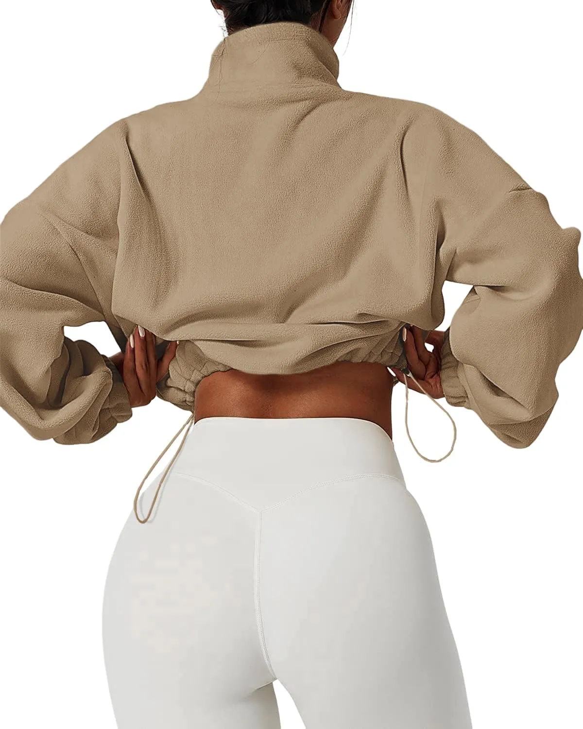 Muchpow Women's Casual Sweatshirts Fall Half Zip Up Hoodies Fleece Long Sleeve Crop Sherpa Fall Outfits 2023