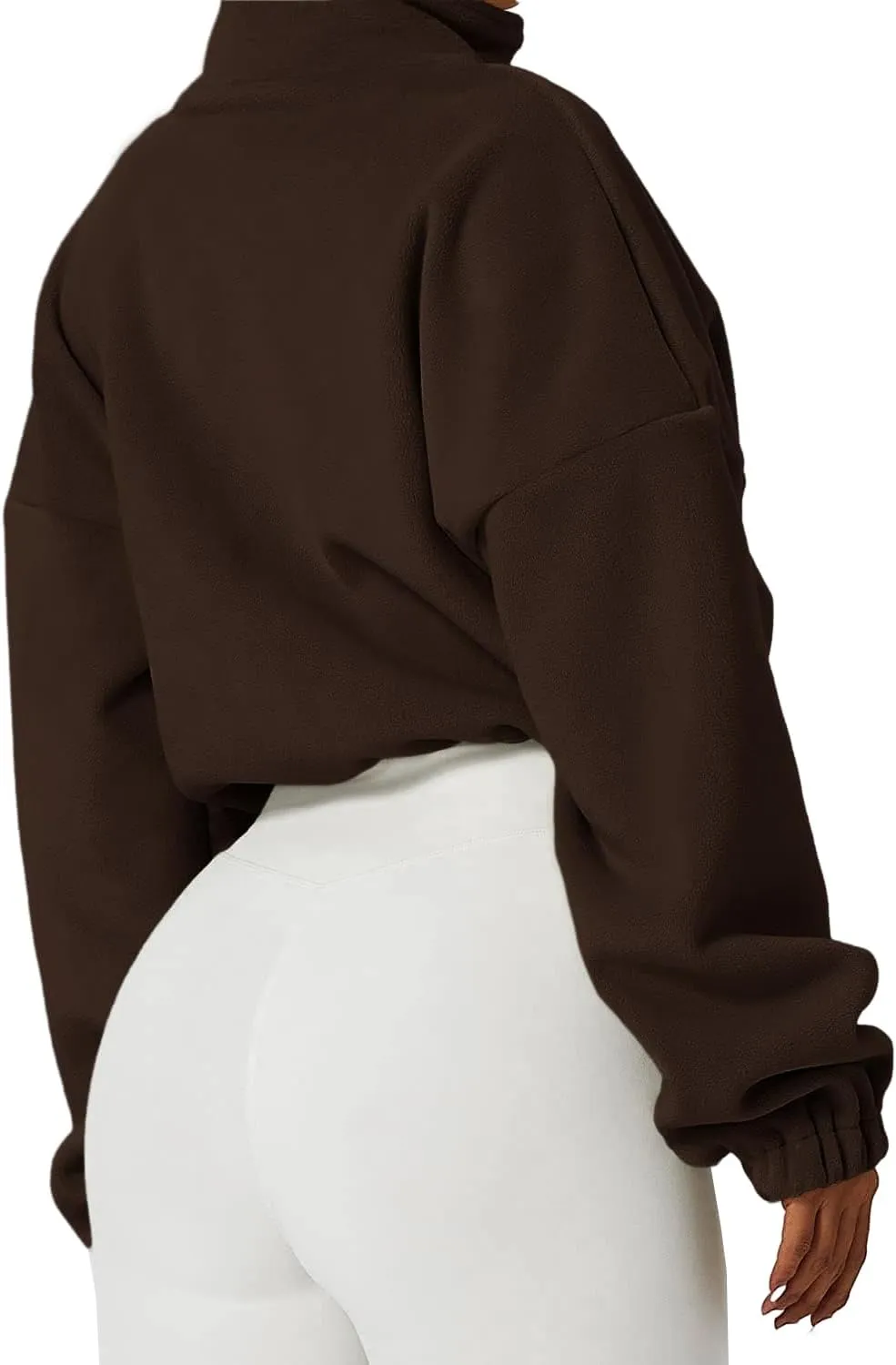 Muchpow Women's Casual Sweatshirts Fall Half Zip Up Hoodies Fleece Long Sleeve Crop Sherpa Fall Outfits 2023