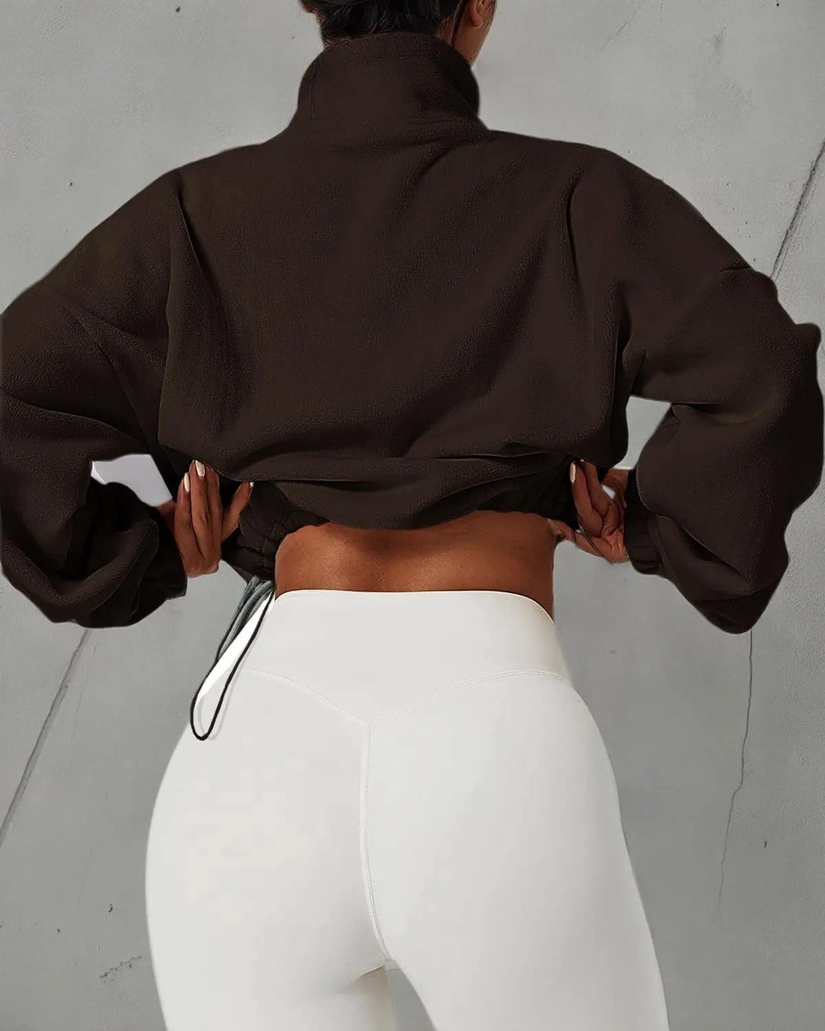 Muchpow Women's Casual Sweatshirts Fall Half Zip Up Hoodies Fleece Long Sleeve Crop Sherpa Fall Outfits 2023