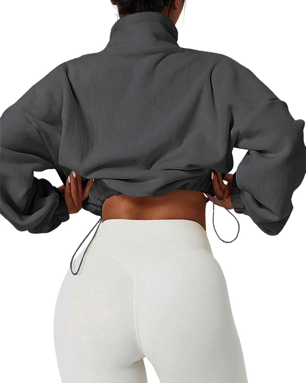 Muchpow Women's Casual Sweatshirts Fall Half Zip Up Hoodies Fleece Long Sleeve Crop Sherpa Fall Outfits 2023