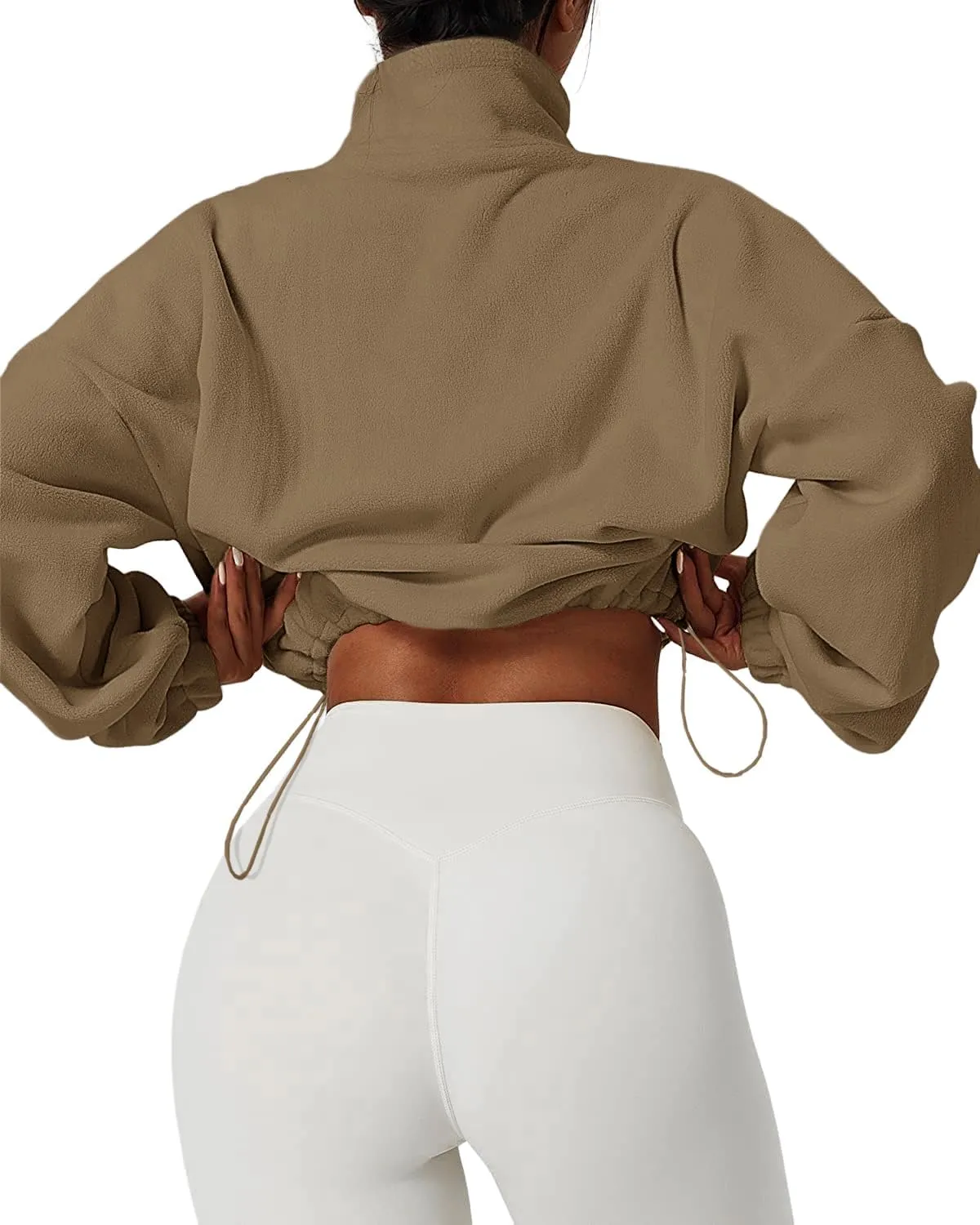 Muchpow Women's Casual Sweatshirts Fall Half Zip Up Hoodies Fleece Long Sleeve Crop Sherpa Fall Outfits 2023