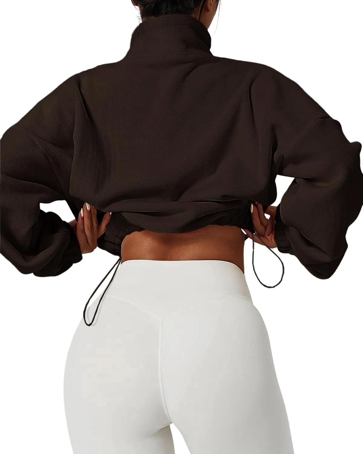Muchpow Women's Casual Sweatshirts Fall Half Zip Up Hoodies Fleece Long Sleeve Crop Sherpa Fall Outfits 2023
