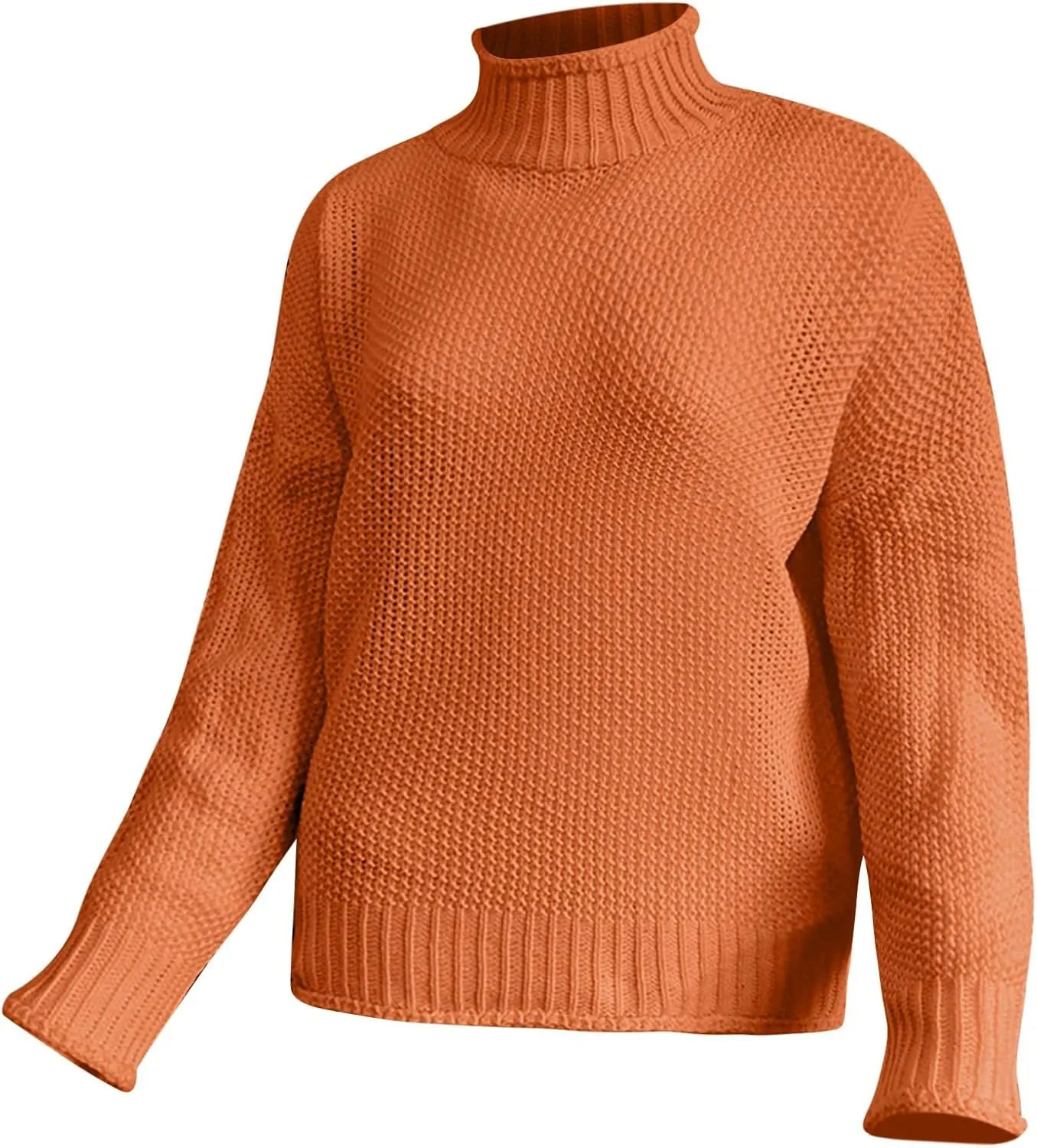 Muyise Womens Winter Fall Solid Color Turtleneck High Neck Balloon Long Sleeve Chunky Sweaters Oversized Pullover Outerwear
