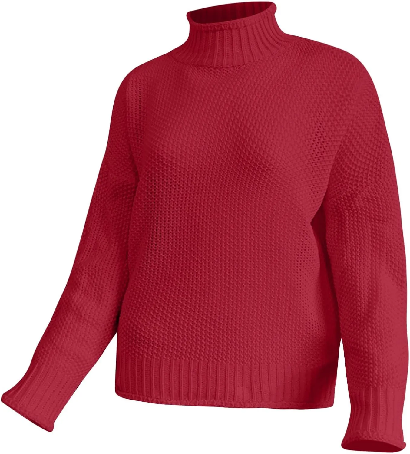 Muyise Womens Winter Fall Solid Color Turtleneck High Neck Balloon Long Sleeve Chunky Sweaters Oversized Pullover Outerwear