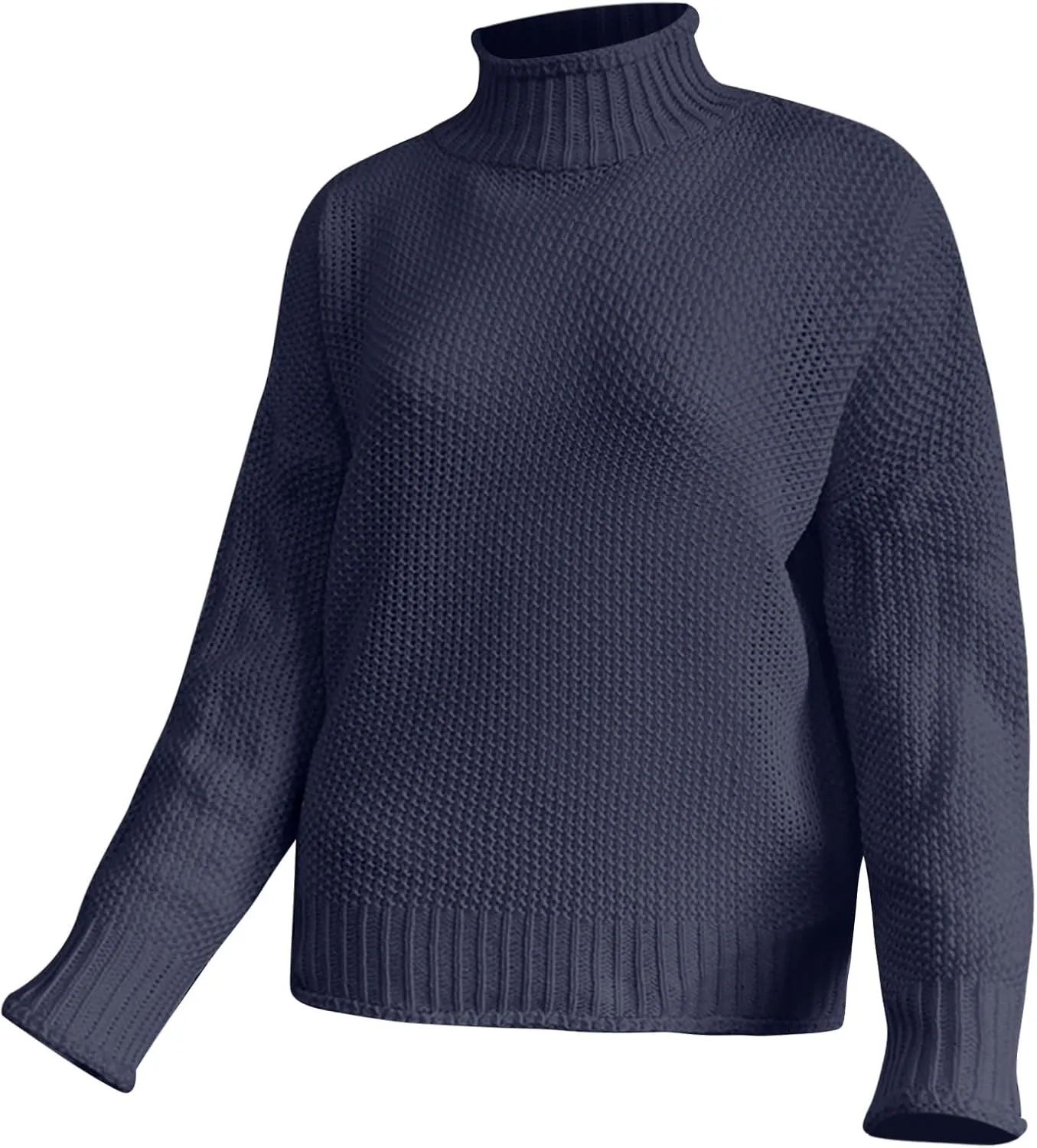 Muyise Womens Winter Fall Solid Color Turtleneck High Neck Balloon Long Sleeve Chunky Sweaters Oversized Pullover Outerwear