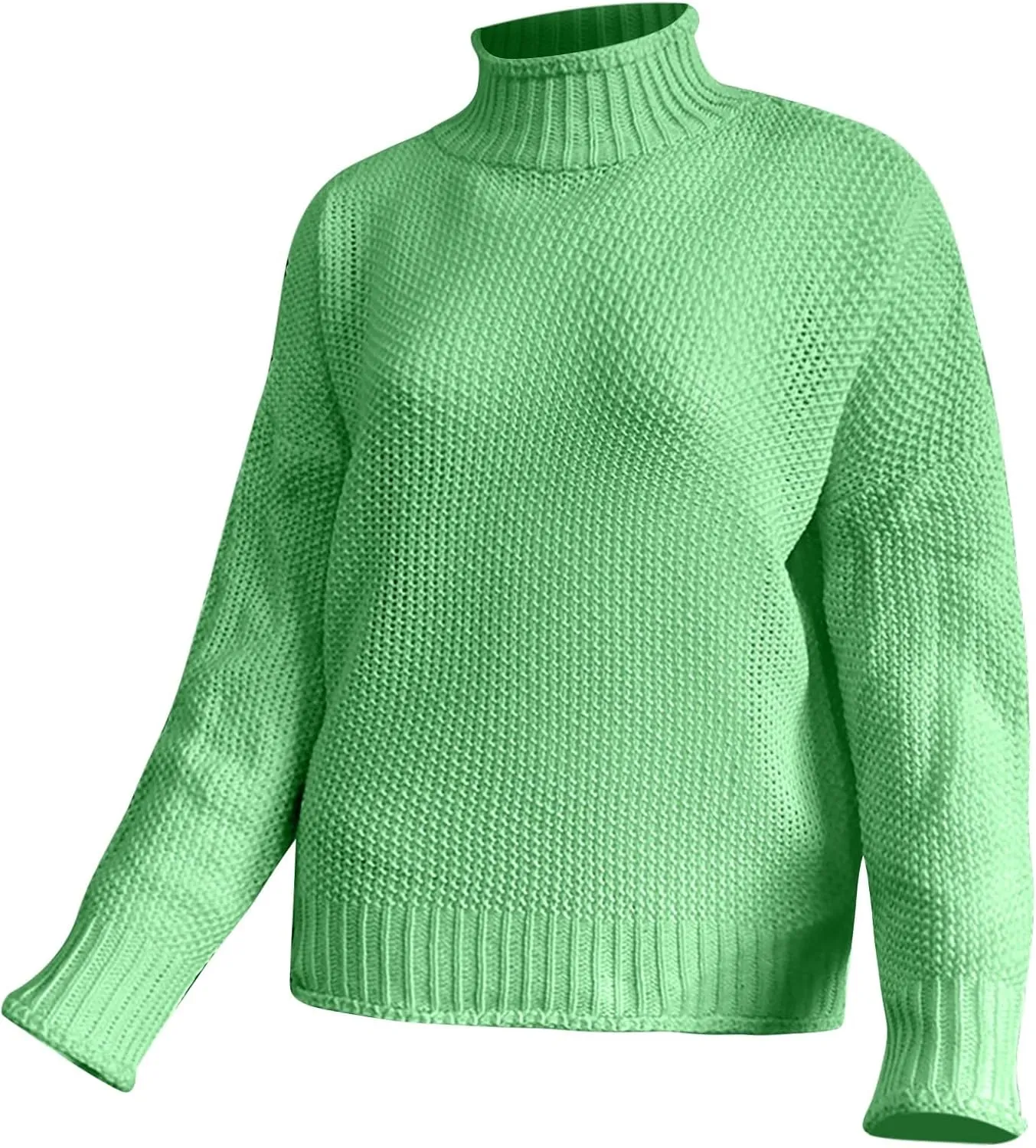 Muyise Womens Winter Fall Solid Color Turtleneck High Neck Balloon Long Sleeve Chunky Sweaters Oversized Pullover Outerwear