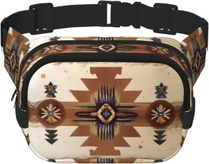 Native American Patterns Printed sports waist bag, large capacity storage messenger bag, unisex travel sports essential