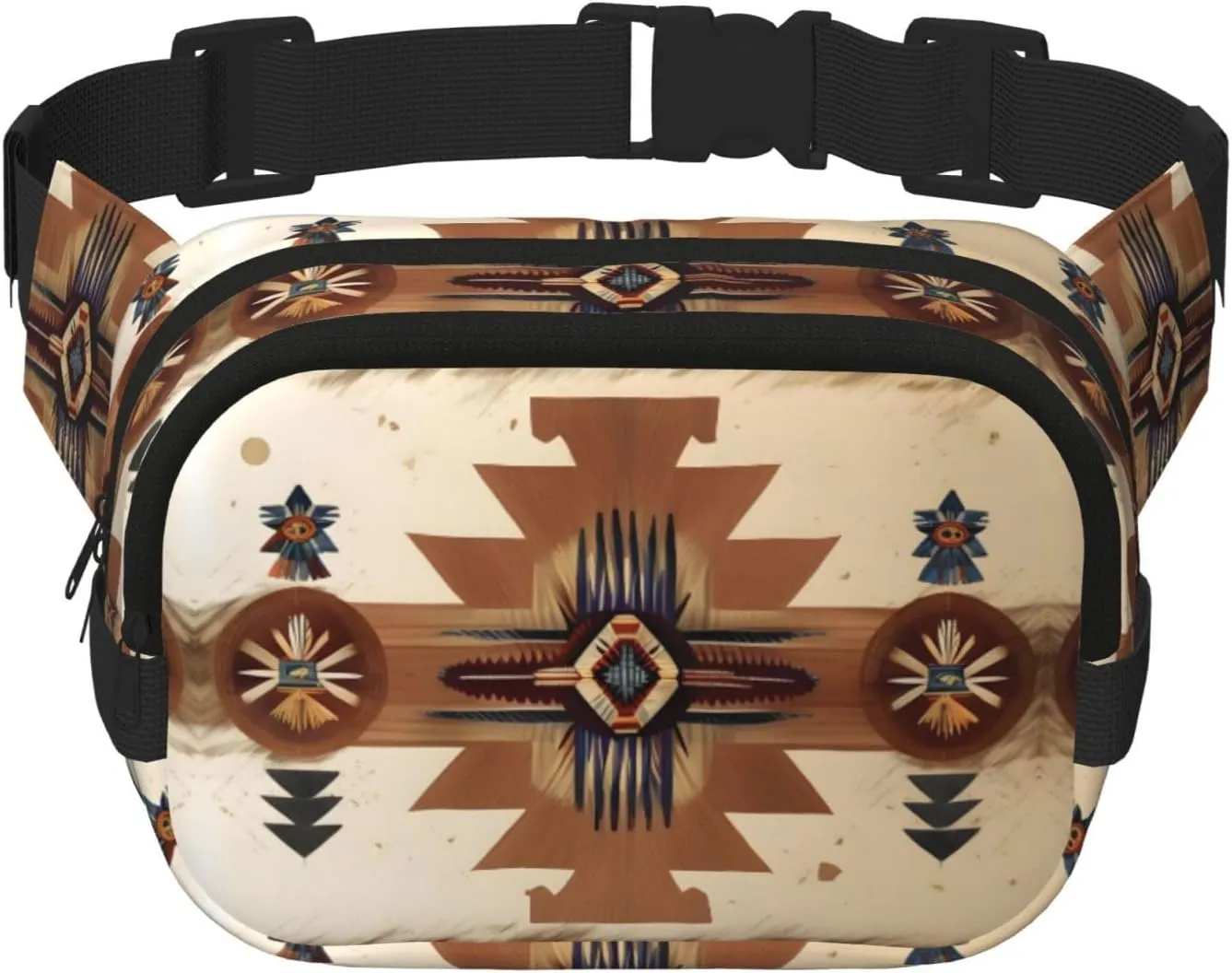 Native American Patterns Printed sports waist bag, large capacity storage messenger bag, unisex travel sports essential