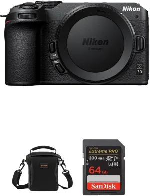 Nikon Z 30 DX-Format Mirrorless Camera Bundle with 64GB SD Card, Shoulder Bag