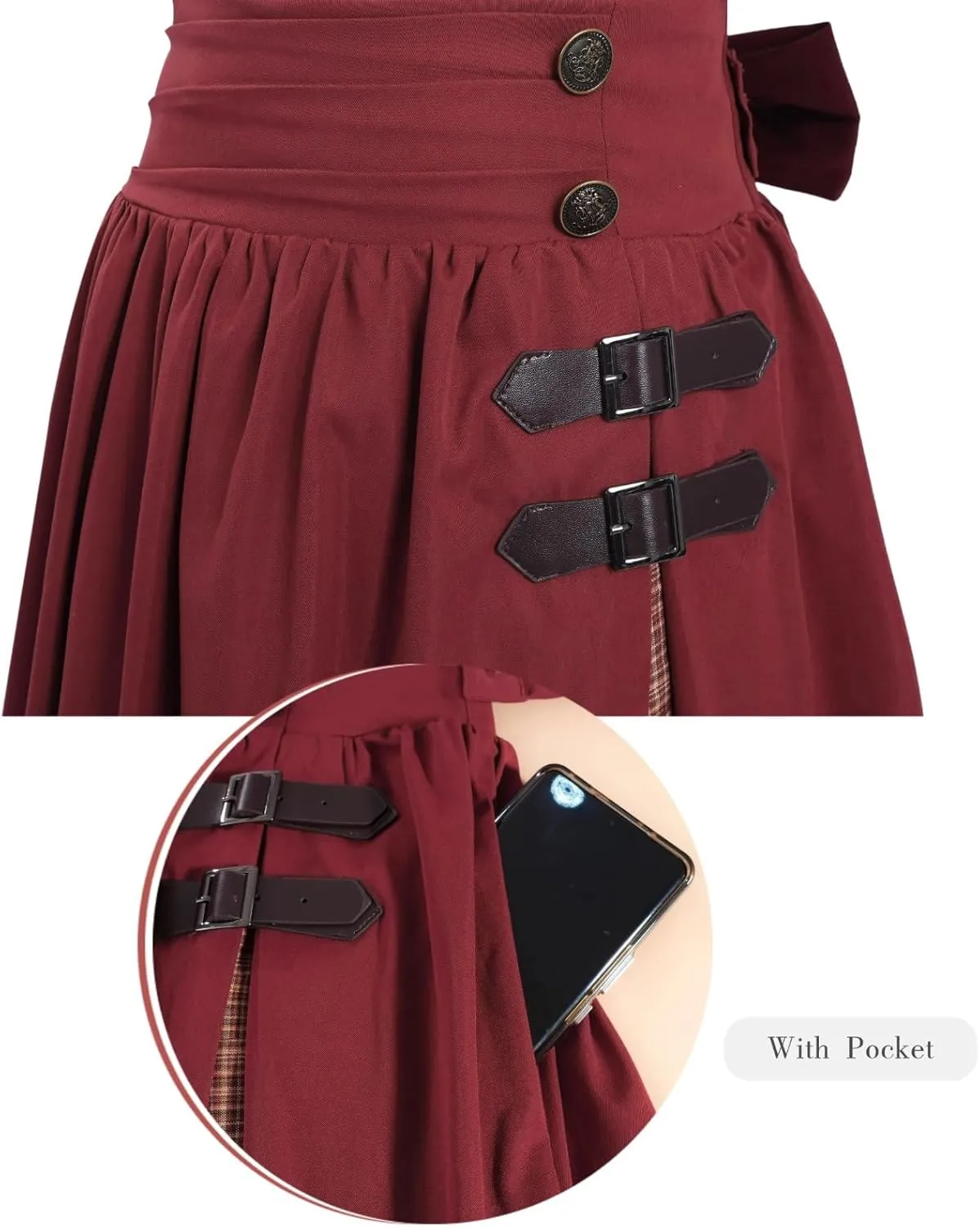 NSPSTT Victorian Skirt for Women Flowy Maxi Skirts High Waisted Ren Faire Skirt Purple