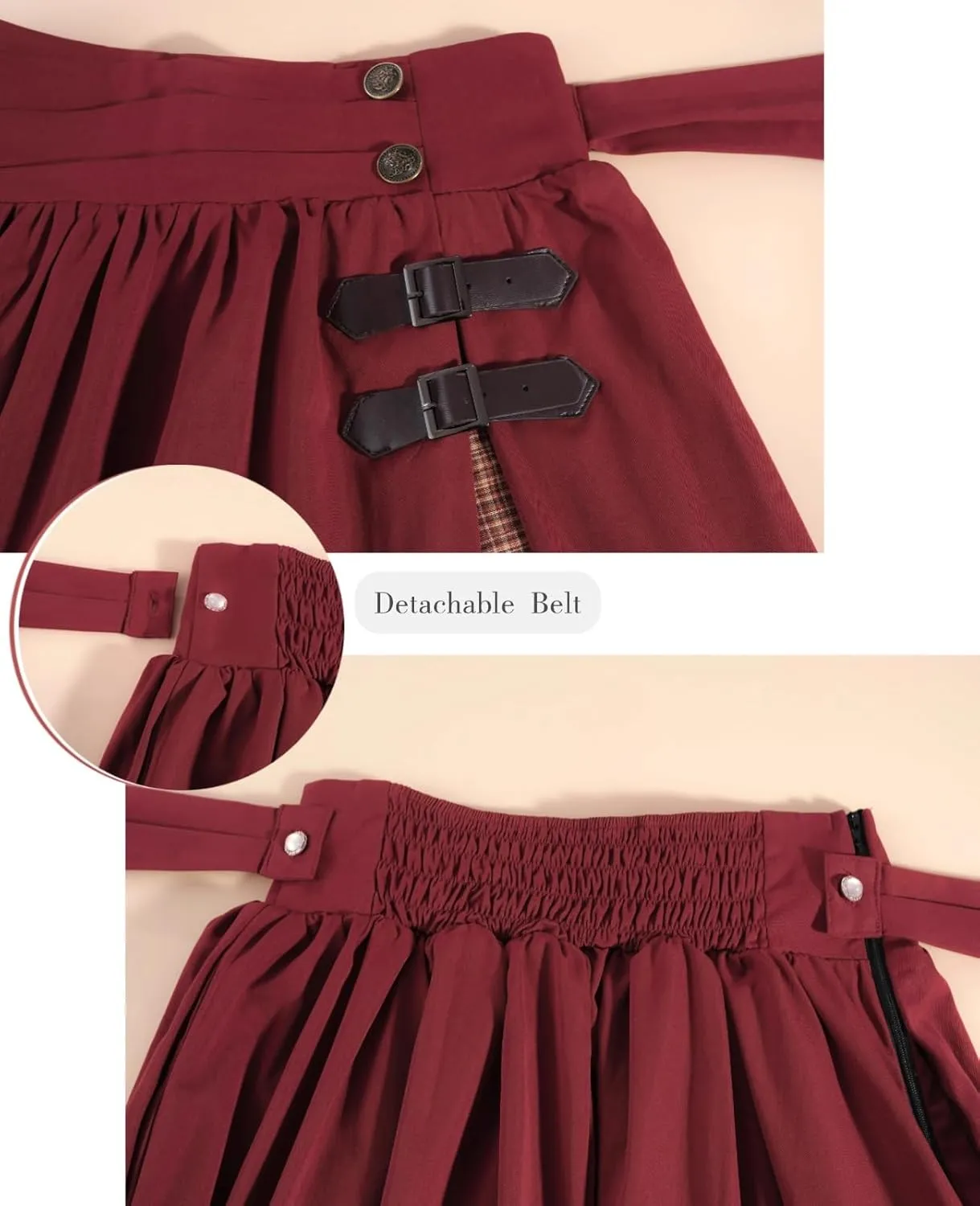 NSPSTT Victorian Skirt for Women Flowy Maxi Skirts High Waisted Ren Faire Skirt Purple