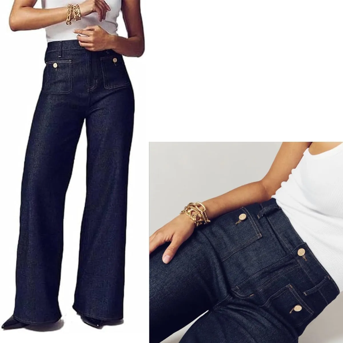 Oprah's Favorite - Tummy Control Sailor Wide Leg Trouser,Chiccurva Wide Leg Jeans, Oprah's Favorite Jeans