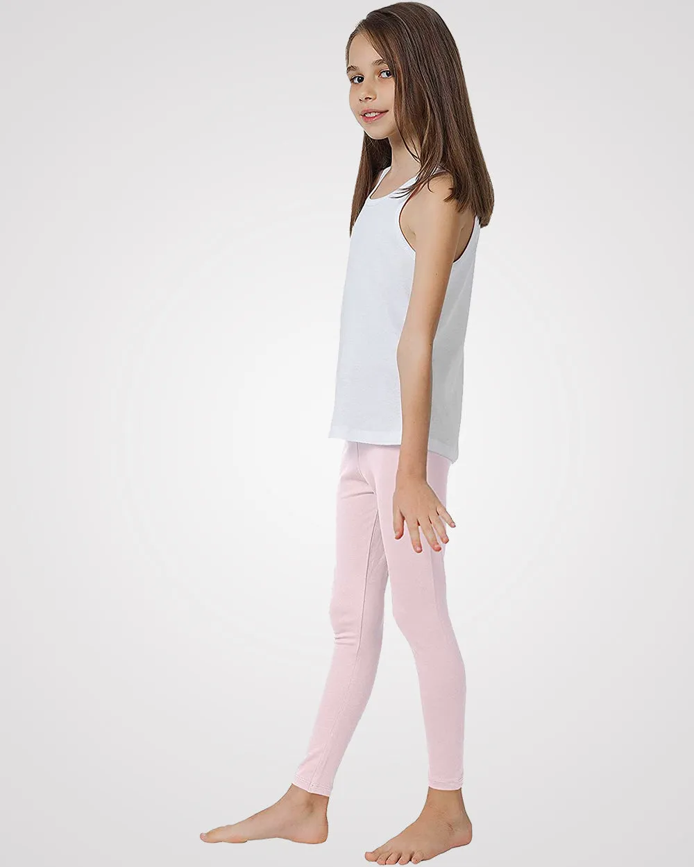 Organic Cotton Spandex Ankle Length Leggings for Girls - Pink