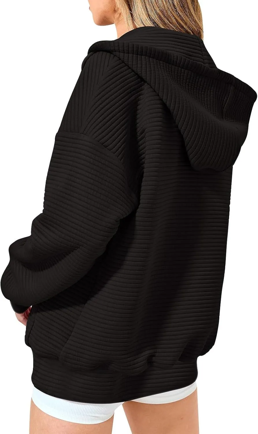 Oversized Full Zip Hoodies for Women Casual Long Sleeve Fall Y2K Sweatshirts Zipper Lightweight Loose Track Jackets