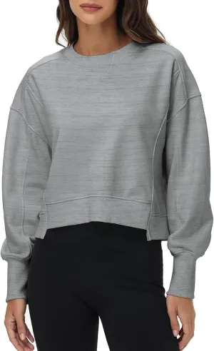 Oymyakon Womens Oversized Cropped Sweatshirts Crew Neck Long Sleeve Pullover Sweater Fall Fashion Clothes