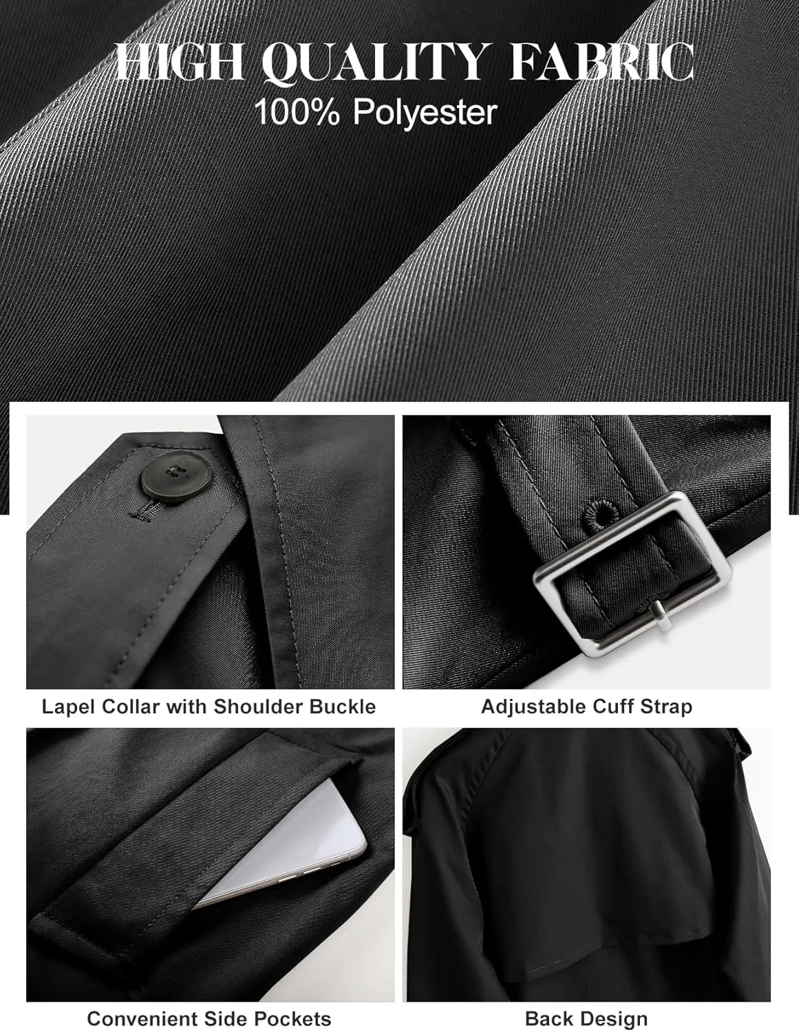 PEHMEA Women's Crop Double Breasted Trench Coat with Pockets, 2025 Spring Casual Trendy Work Office Travel Short Jackets
