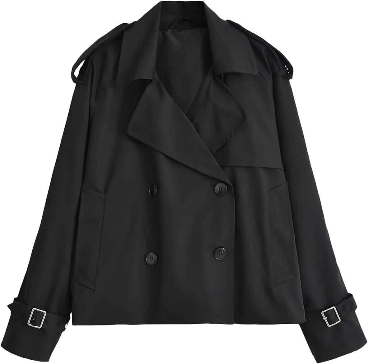 PEHMEA Women's Crop Double Breasted Trench Coat with Pockets, 2025 Spring Casual Trendy Work Office Travel Short Jackets