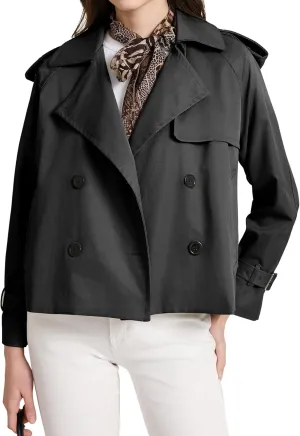 PEHMEA Women's Crop Double Breasted Trench Coat with Pockets, 2025 Spring Casual Trendy Work Office Travel Short Jackets
