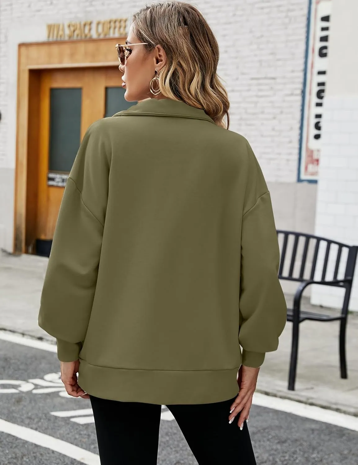 PEHMEA Womens Oversized Half Zip Pullover Long Sleeve Sweatshirt Quarter Zip Hoodie Trendy Sweater Fall Y2K Clothes