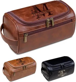 Personalized Toiletry Bag for Men Personalized PU Leather Toiletry Bag Engraved Name Initials Water Resistant Gift for Travel Christmas weddings (Style01)