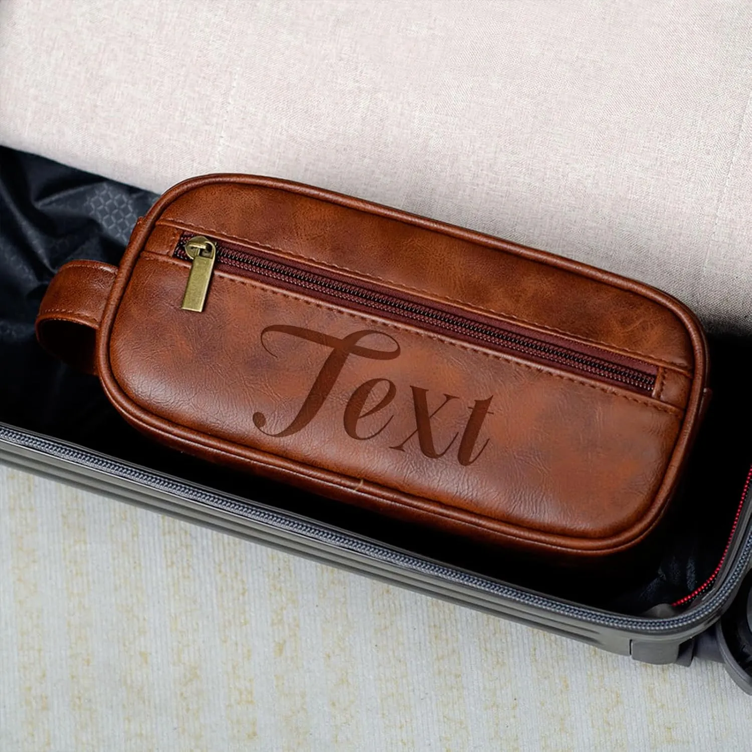Personalized Toiletry Bag for Men Personalized PU Leather Toiletry Bag Engraved Name Initials Water Resistant Gift for Travel Christmas weddings (Style05)