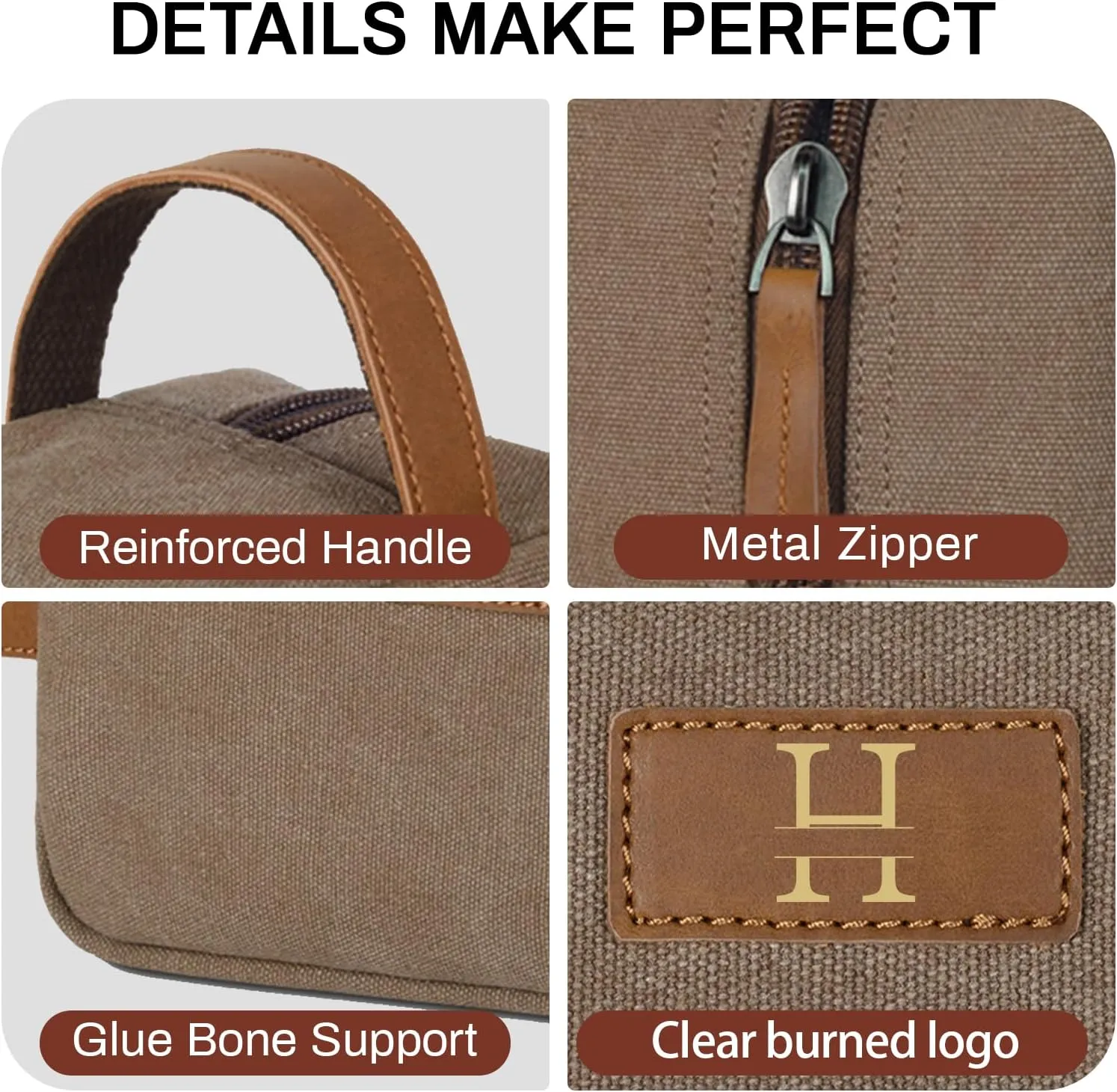 Personalized Toiletry Bag for Men Personalized PU Leather Toiletry Bag Engraved Name Initials Water Resistant Gift for Travel Christmas weddings (Style07)