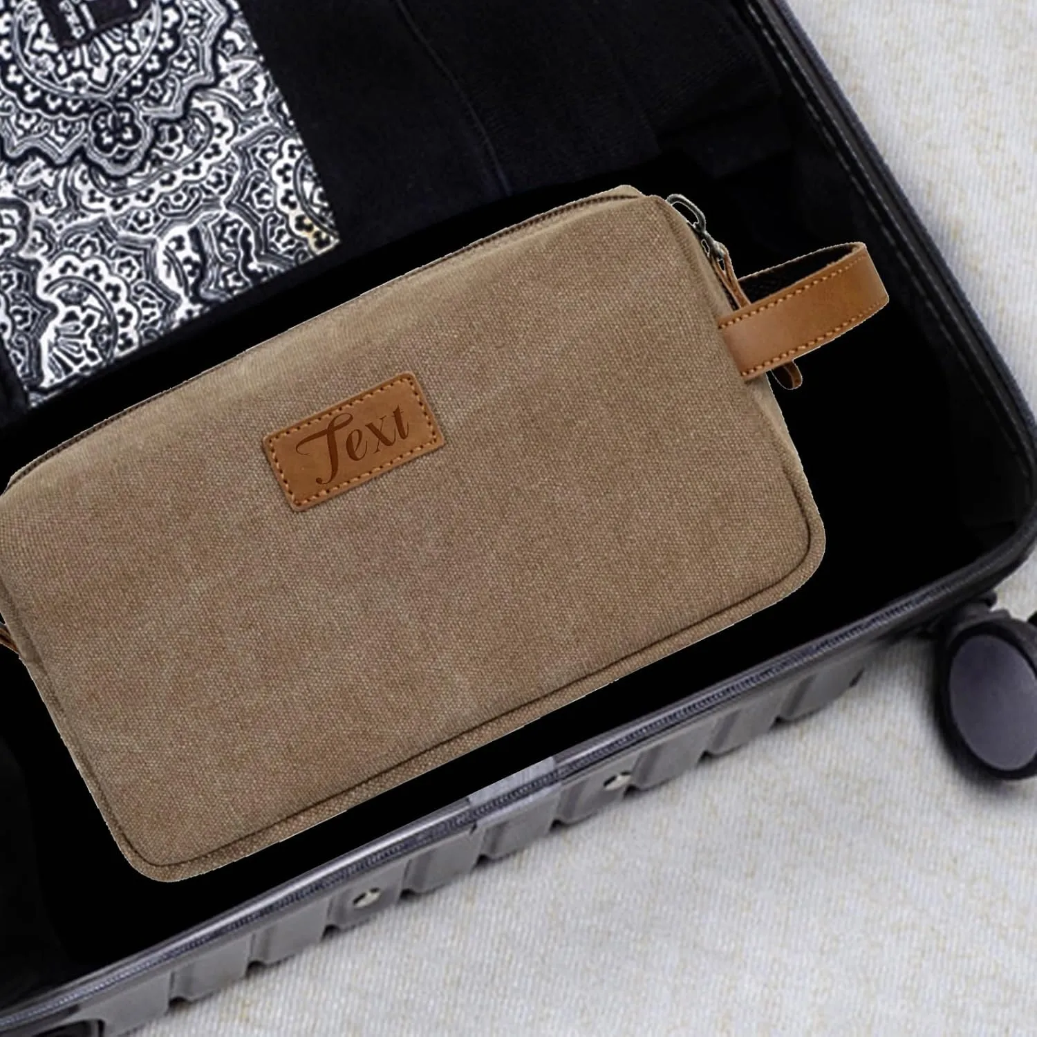 Personalized Toiletry Bag for Men Personalized PU Leather Toiletry Bag Engraved Name Initials Water Resistant Gift for Travel Christmas weddings (Style07)