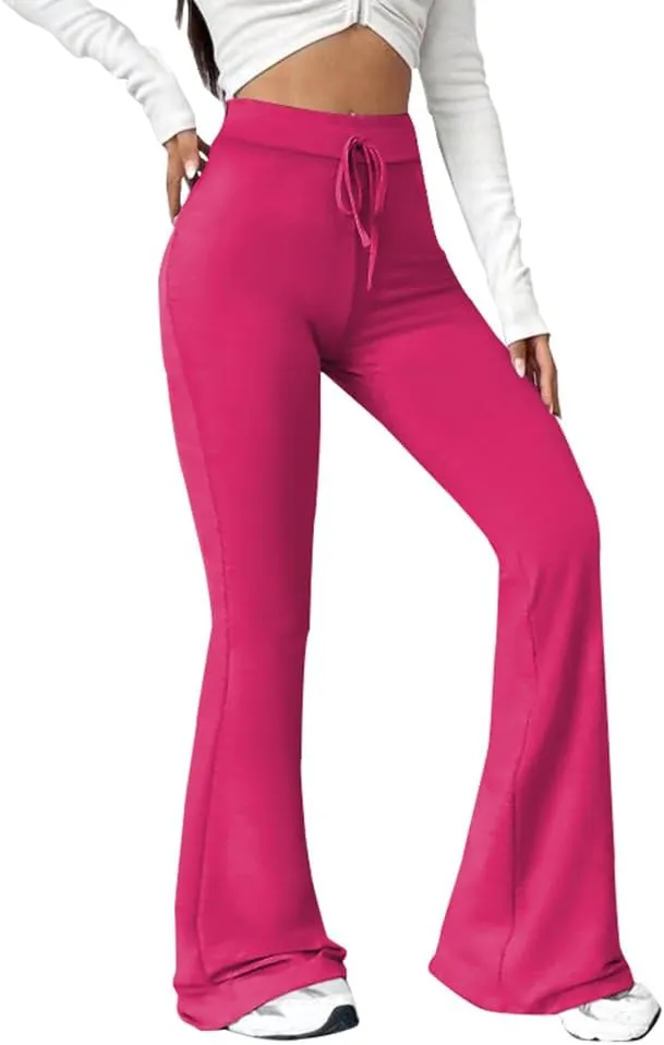 PINSV Women's High Waisted Flare Leggings Wide Leg Sweatpants Bootcut Yoga Pants