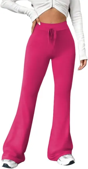 PINSV Women's High Waisted Flare Leggings Wide Leg Sweatpants Bootcut Yoga Pants