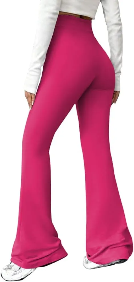 PINSV Women's High Waisted Flare Leggings Wide Leg Sweatpants Bootcut Yoga Pants