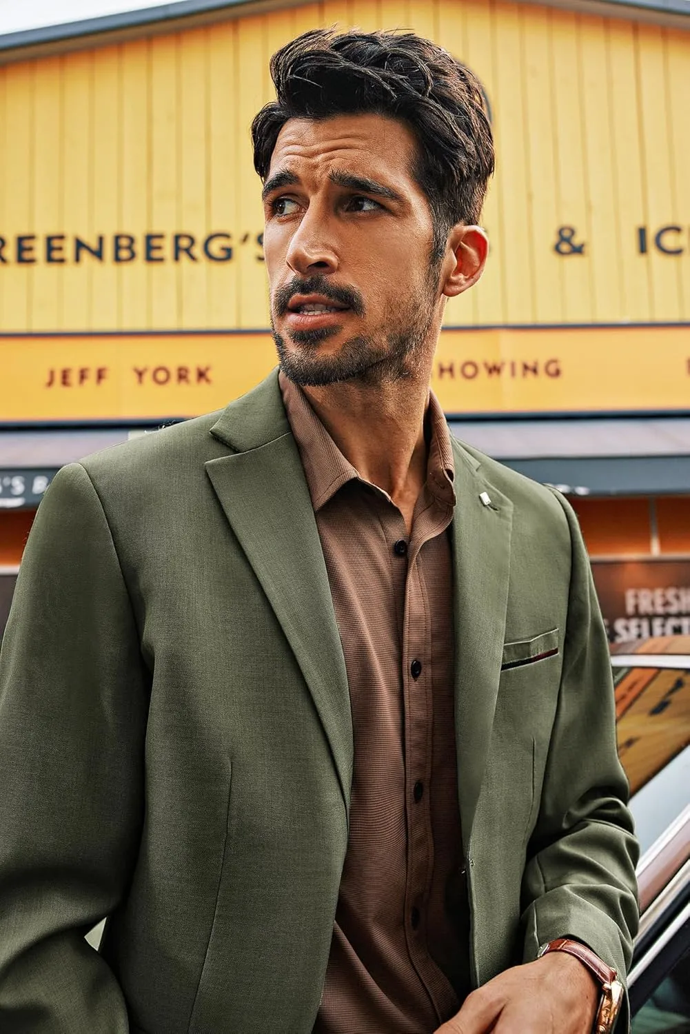PJ PAUL JONES Mens Blazer Lightweight Sport Coats Casual Two Buttons Notched Lapel Suit Jacket with Removable Brooch