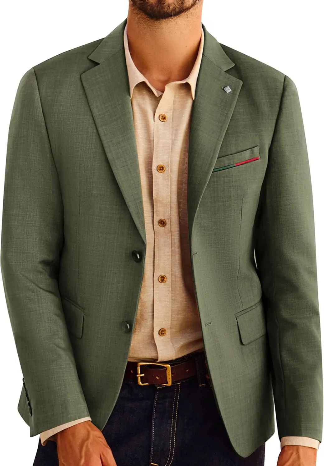 PJ PAUL JONES Mens Blazer Lightweight Sport Coats Casual Two Buttons Notched Lapel Suit Jacket with Removable Brooch