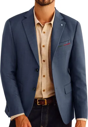 PJ PAUL JONES Mens Blazer Lightweight Sport Coats Casual Two Buttons Notched Lapel Suit Jacket with Removable Brooch