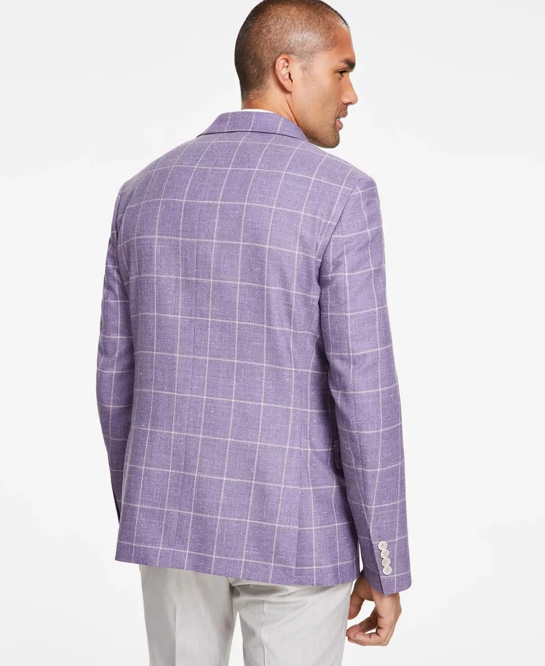 Plaid Blazer Men Sports Coat and Blazers Casual Lightweight Notch Lapel 2 Button Business Mens Suit Jackets