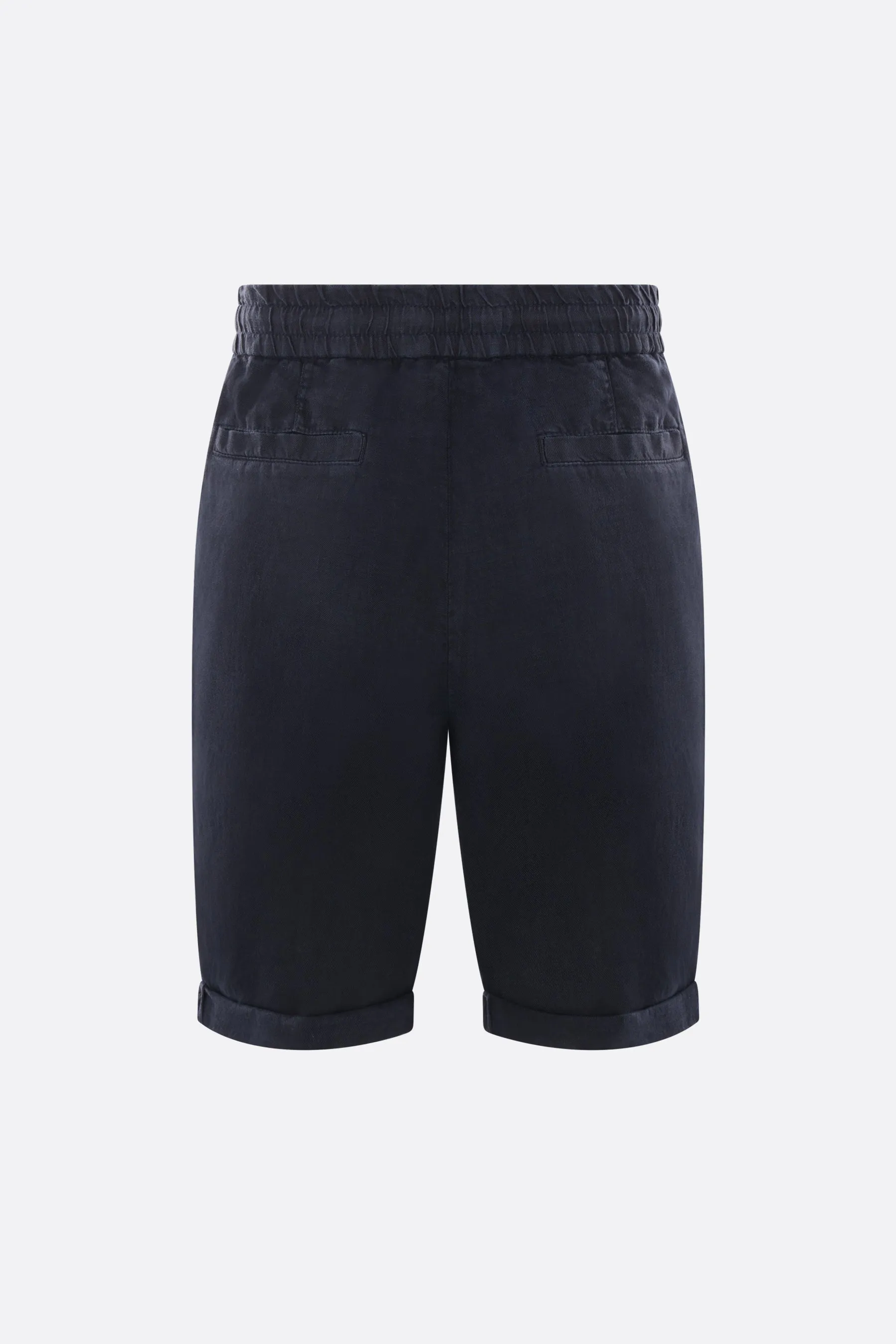 Pleated Gabardine Linen Shorts