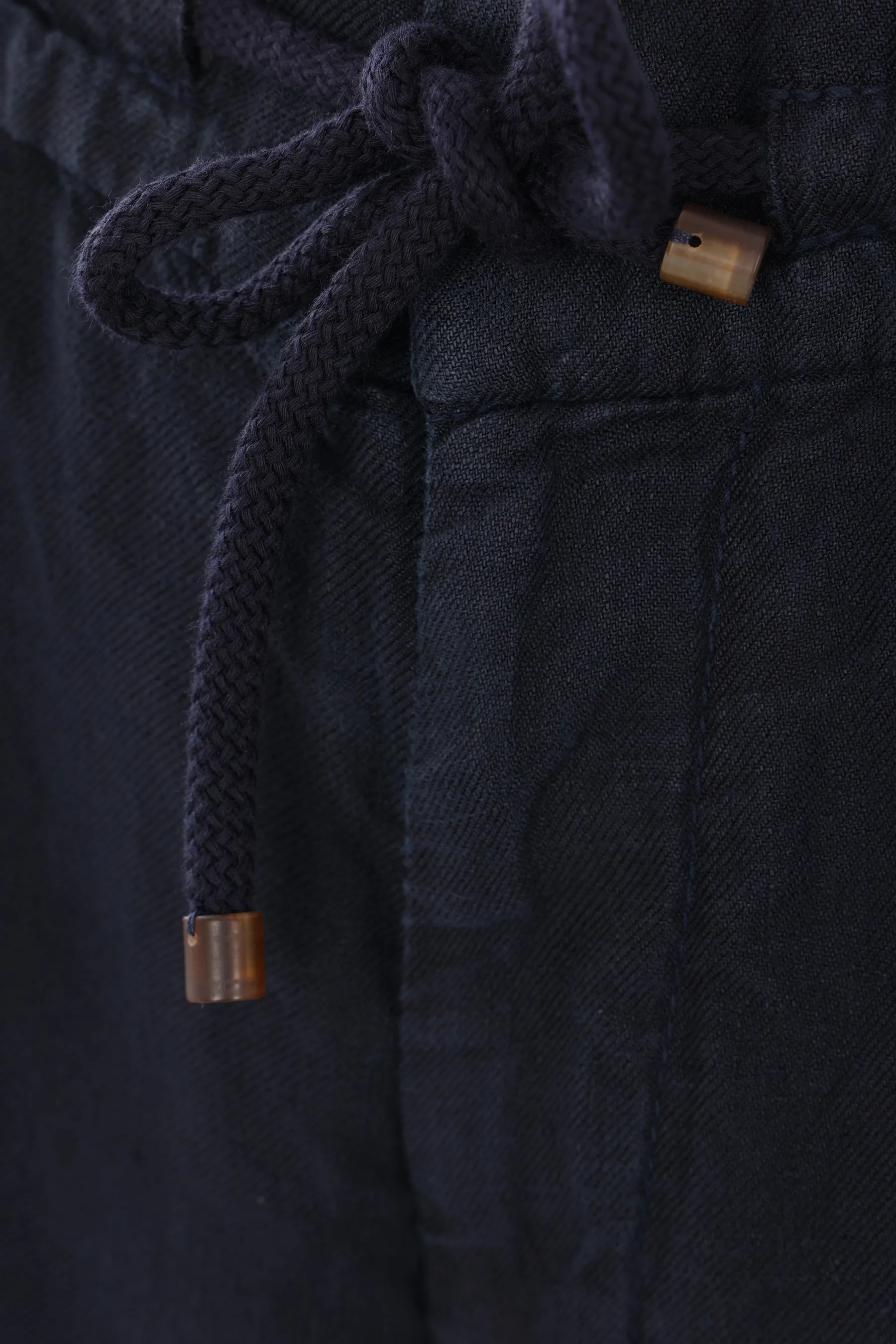 Pleated Gabardine Linen Shorts