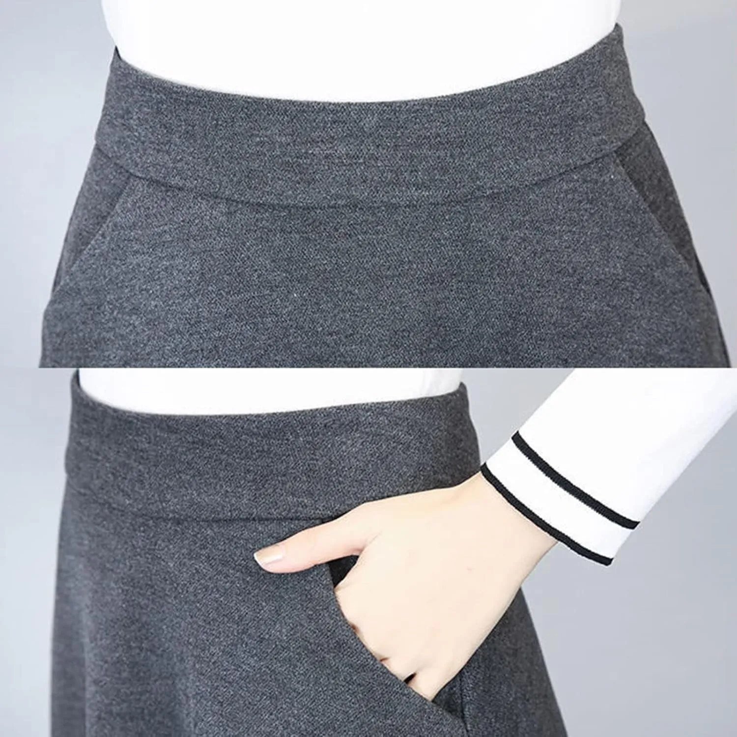 Pleated Skirt Womens Winter Vintage High Elastic Waist A Line Pleated Wool Midi Skirt Lady Skirt Short Skirt Glitter