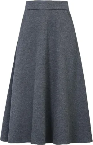 Pleated Skirt Womens Winter Vintage High Elastic Waist A Line Pleated Wool Midi Skirt Lady Skirt Short Skirt Glitter
